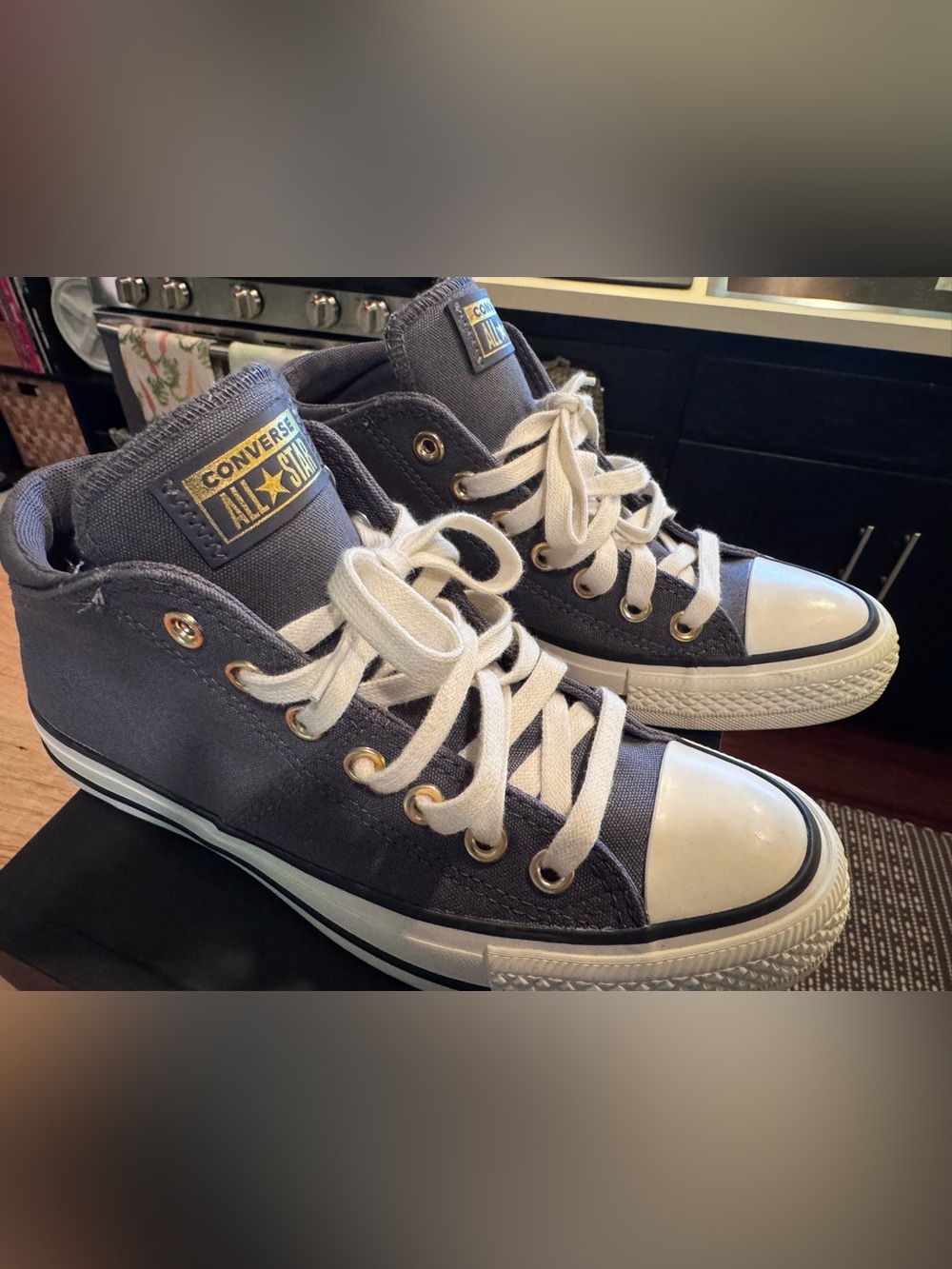 Converse All Star Mid-Top Sneakers in Navy and White